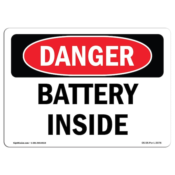 Safety Sign, OSHA Danger, 3.5" Height, 5" Width, Battery Inside, Landscape, 10PK